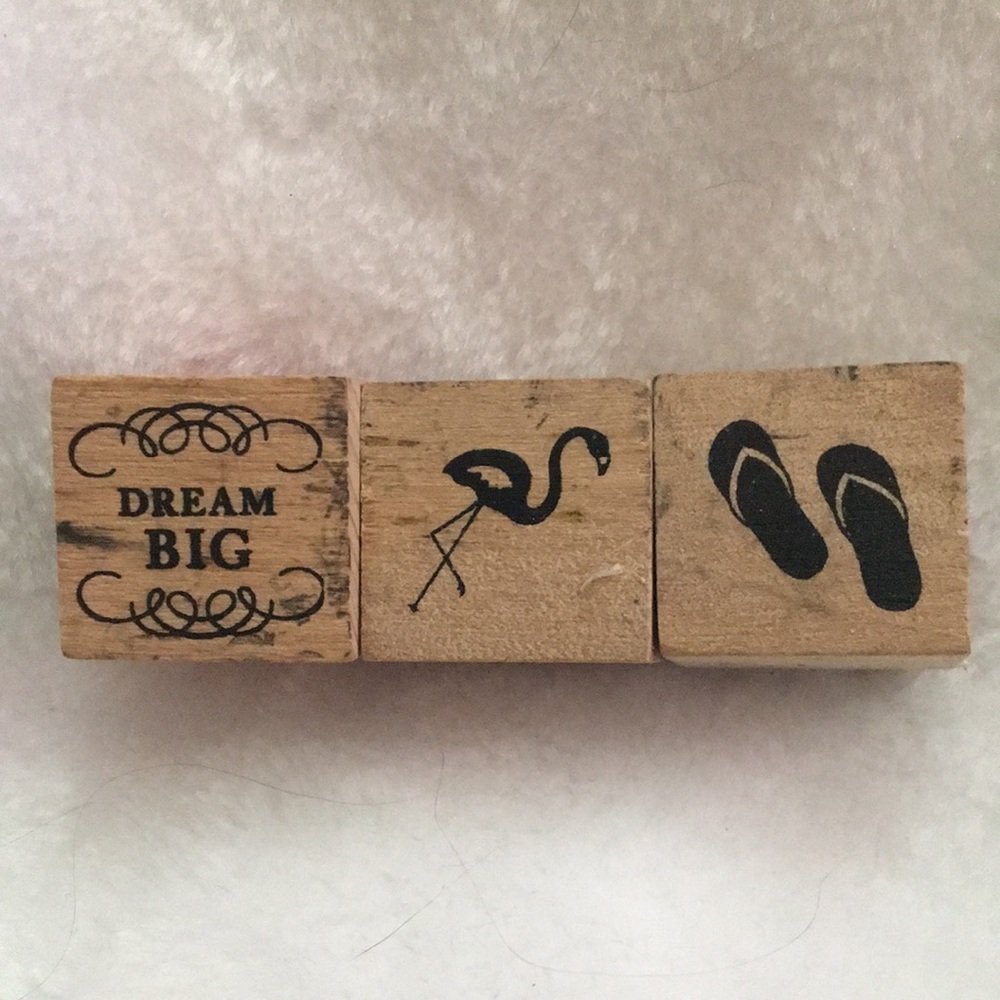 Wooden Stamps Set with Black Designs